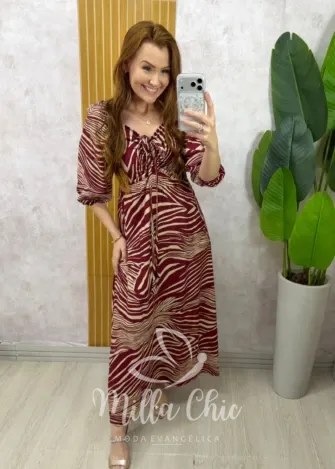 Milla Chic – Vestido Catarina em Viscosarja – Cherry Milla Chic - Vestido Catarina em Viscosarja - Cherry