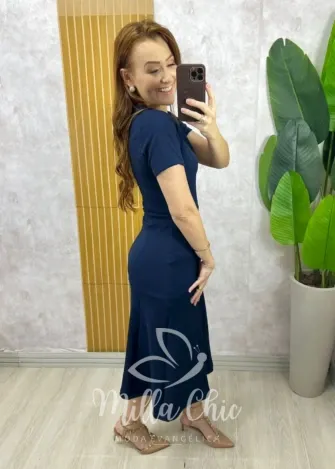 Milla Chic - Vestido Cláudia Elegance - Azul Marinho