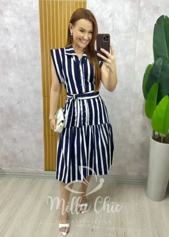 Milla Chic - Vestido Clemence Marine - Azul Marinho