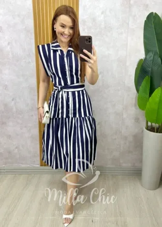 Milla Chic - Vestido Clemence Marine - Azul Marinho