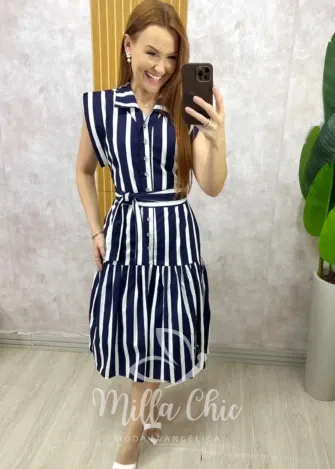 Milla Chic – Vestido Clemence Marine – Azul Marinho Milla Chic - Vestido Clemence Marine - Azul Marinho