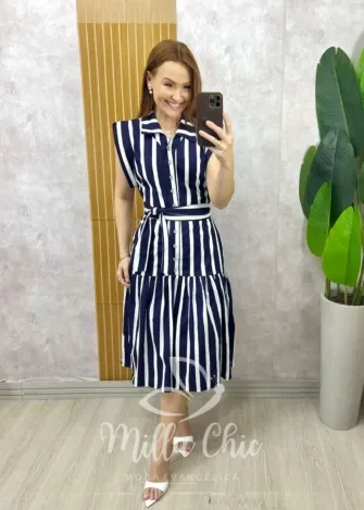 Milla Chic - Vestido Clemence Marine - Azul Marinho