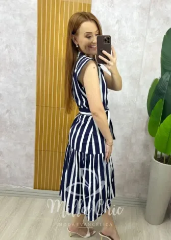 Milla Chic - Vestido Clemence Marine - Azul Marinho