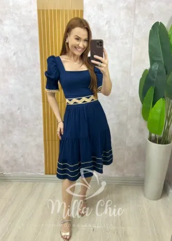 Milla Chic – Vestido Dolce Cacau – Azul Marinho Milla Chic - Vestido Dolce Cacau - Azul Marinho