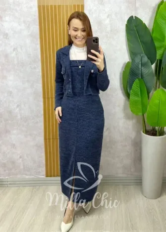Milla Chic - Vestido Dual Chic Melange - Azul Jeans