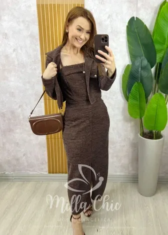 Milla Chic - Vestido Dual Chic Melange - Marrom
