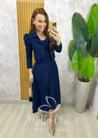 Milla Chic – Vestido Ester – Azul Marinho Milla Chic - Vestido Ester - Azul Marinho