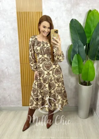 Milla Chic – Vestido Eugênia – Marrom Milla Chic - Vestido Eugênia - Marrom