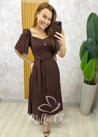 Milla Chic - Vestido Geórgia  Em Viscolinho - Azul Marinho (cópia)