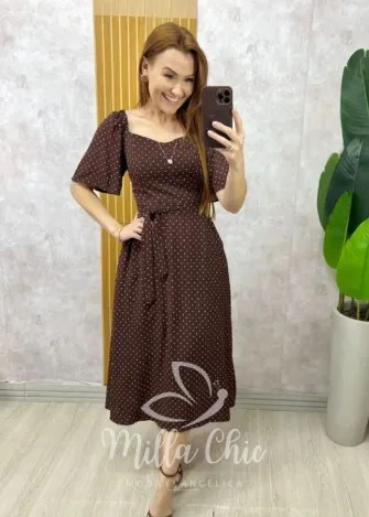 Milla Chic - Vestido Geórgia  Em Viscolinho - Azul Marinho (cópia)