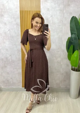 Milla Chic - Vestido Geórgia  Em Viscolinho - Azul Marinho (cópia)