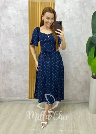 Milla Chic - Vestido Geórgia  Em Viscolinho - Preto