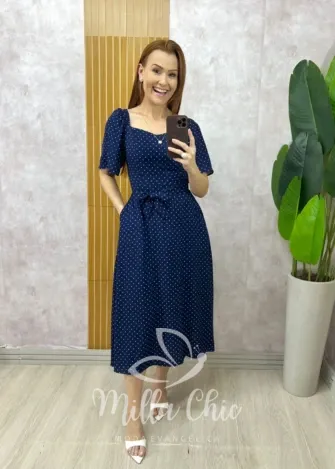 Milla Chic - Vestido Geórgia  Em Viscolinho - Preto