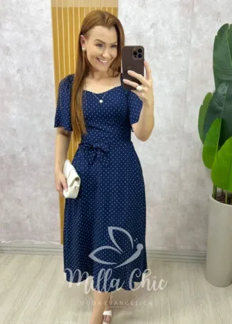 Milla Chic - Vestido Geórgia  Em Viscolinho - Preto