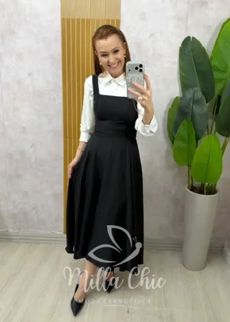 Milla Chic - Vestido Salopete Parisienne - Preto