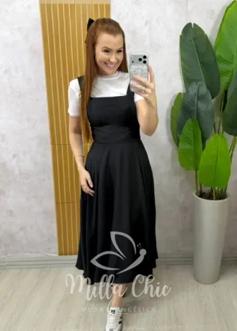Milla Chic - Vestido Salopete Parisienne - Preto