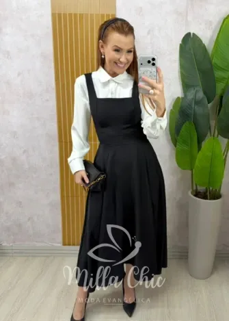 Milla Chic - Vestido Salopete Parisienne - Preto