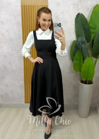 Milla Chic - Vestido Salopete Parisienne - Preto