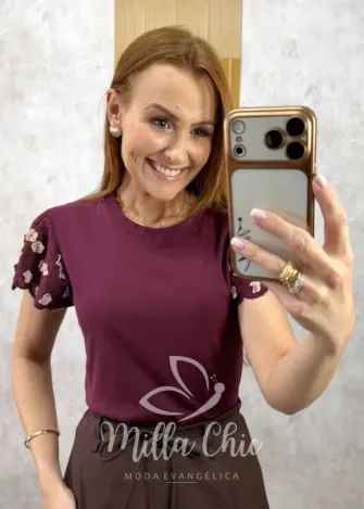 Milla Chic - Blusa Eloá malha - Bordô