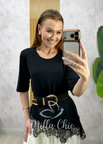 Milla Chic - Blusa Évora Assimétrica - Preta