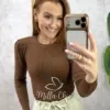 Milla Chic - Blusa  Gladis Manga longa em Tricot - Caqui (cópia)
