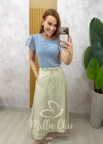 Milla Chic - Blusa  Gladis Manga longa em Tricot - Caqui (cópia)