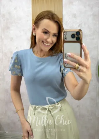 Milla Chic - Blusa  Gladis Manga longa em Tricot - Caqui (cópia)
