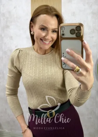 Milla Chic - Blusa  Gladis Manga longa em Tricot - Cherry (cópia)