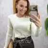 Milla Chic - Blusa Ligia Manga Longa em Tricot Modal - Branca