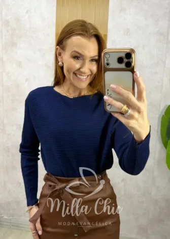 Milla Chic - Blusa Monte Carlo em Tricot modal - Azul