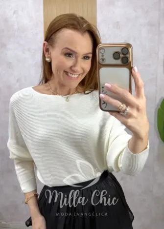 Milla Chic - Blusa Monte Carlo em Tricot modal - Branca