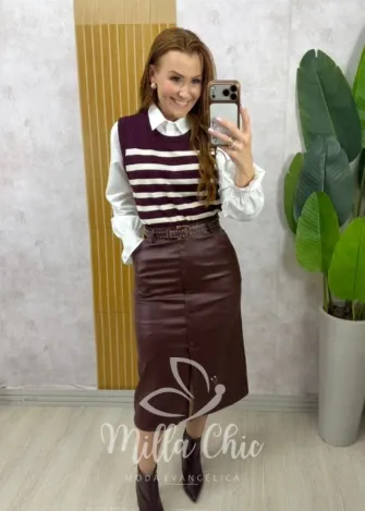 Milla Chic - Camisa Colete Parisiense - Marrom