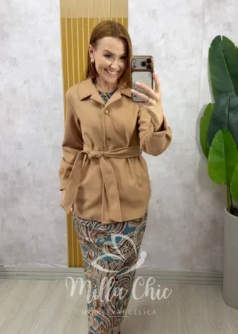 Milla Chic - Casaco Abigail em Lã Batida - Caramelo