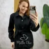 Milla Chic - Casaco Abigail em Lã Batida - Preto