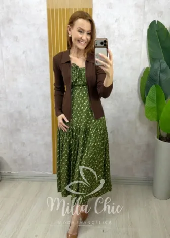 Milla Chic - Casaquinho Emília em  Tricot modal - Marrom