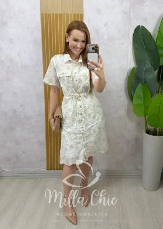Milla Chic - Chemise Provence em Lesie - Branco