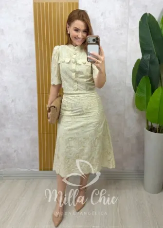 Milla Chic - Conjunto Denise em Lesie algodão - Bege