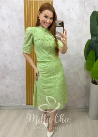 Milla Chic - Conjunto Denise em Lesie algodão - Menta