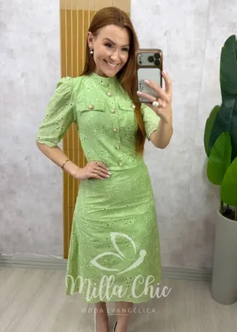 Milla Chic - Conjunto Denise em Lesie algodão - Menta