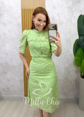 Milla Chic - Conjunto Denise em Lesie algodão - Menta