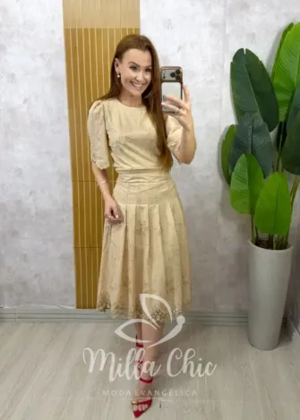Milla Chic - Conjunto Eduarda em Lesie algodão - Nude