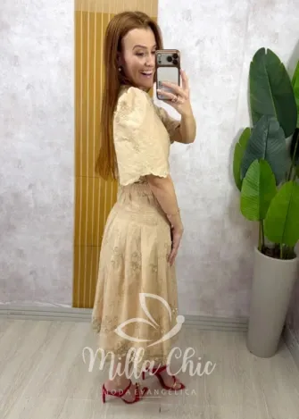Milla Chic - Conjunto Eduarda em Lesie algodão - Nude