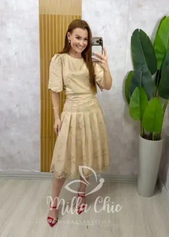 Milla Chic - Conjunto Eduarda em Lesie algodão - Nude