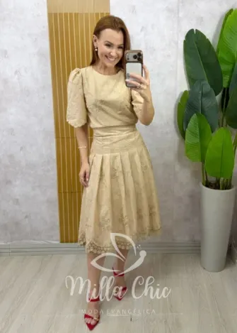 Milla Chic - Conjunto Eduarda em Lesie algodão - Nude