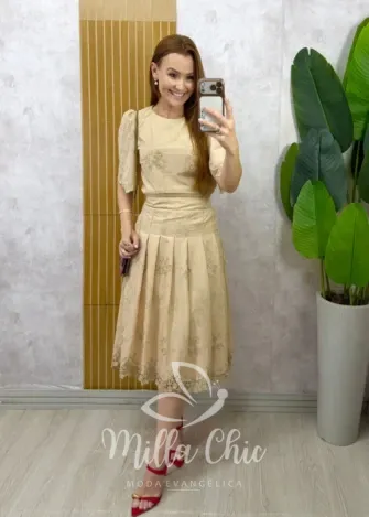 Milla Chic - Conjunto Eduarda em Lesie algodão - Nude