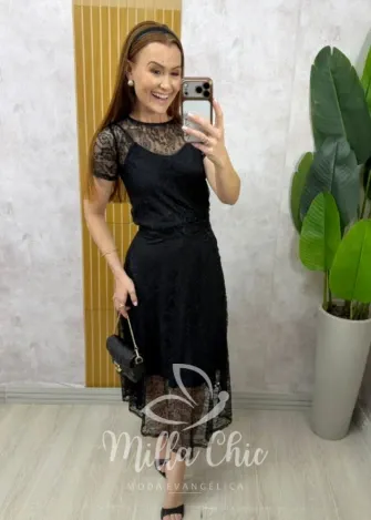 Milla Chic - Conjunto Lidiane em renda chantilly - Caramelo (cópia)