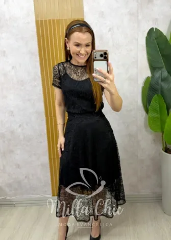 Milla Chic - Conjunto Lidiane em renda chantilly - Caramelo (cópia)