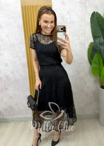 Milla Chic - Conjunto Lidiane em renda chantilly - Caramelo (cópia)