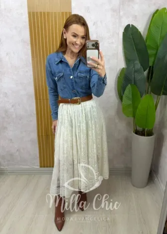 Milla Chic - Jaquetinha Brigitte  Jeans