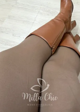 Milla Chic - Meia Calça Peluciada Da Milla - Marrom